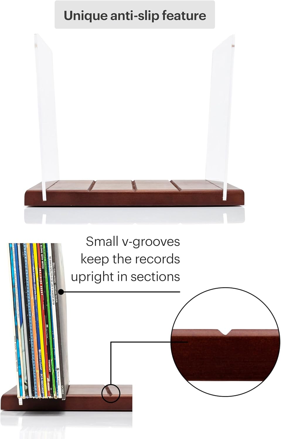 MÖNKE Decorative Vinyl Record Storage Holder Stylish Mid-Century Brown NEW