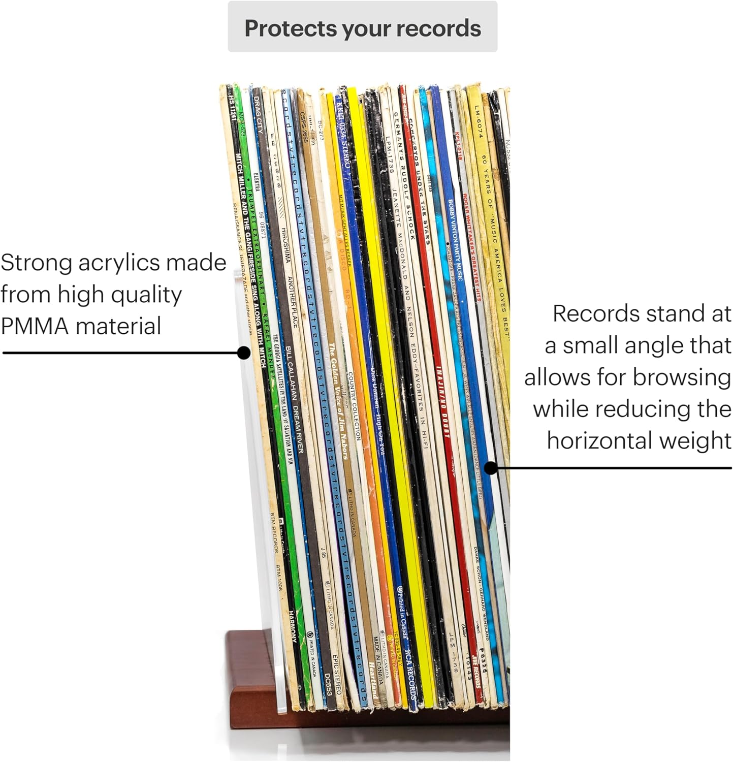 MÖNKE Decorative Vinyl Record Storage Holder Stylish Mid-Century Brown NEW
