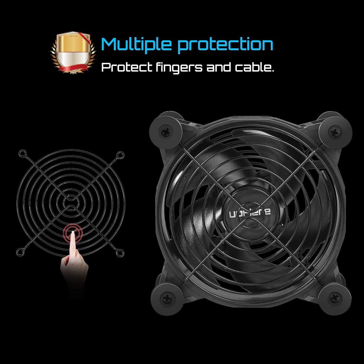 upHere USB USB Fans Cooling Fan, Quiet 3-Speed Adjustable Airflow, Black DEMO