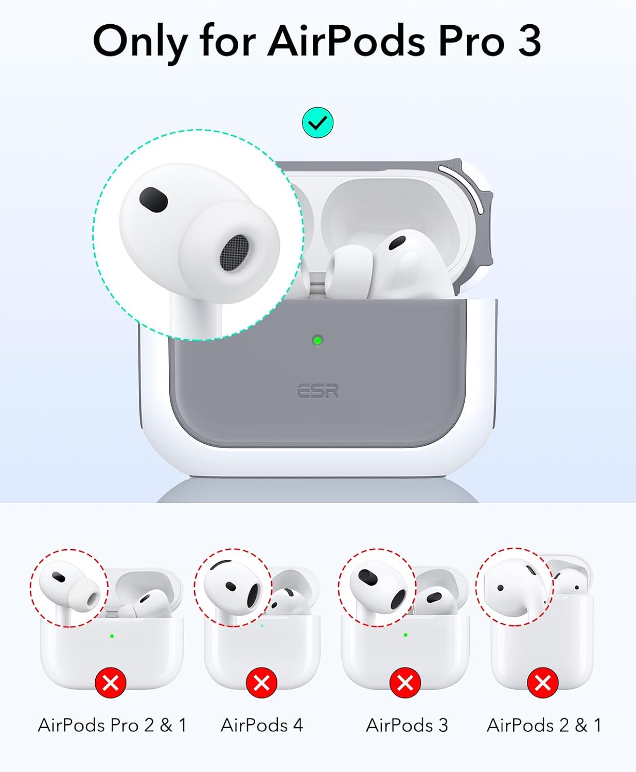 ESR Slim Earphone Cases Wireless Charging Case for Apple AirPods Pro 3 in DEMO