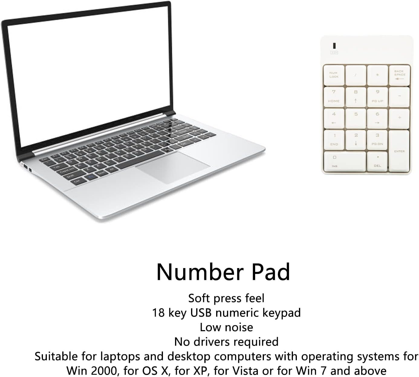 MCSaite Wireless Gaming Keyboard Numeric Keypad 18 Keys USB Number Pad NEW