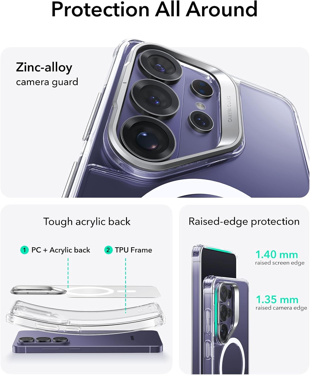 ESR Clear MagSafe Protective Phone Case with Stash Stand for iPhone NEW