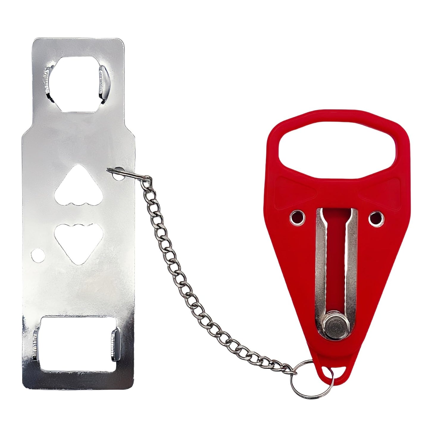 Portable Self-Defense Door Lock Security Device in Red & Silver NEW
