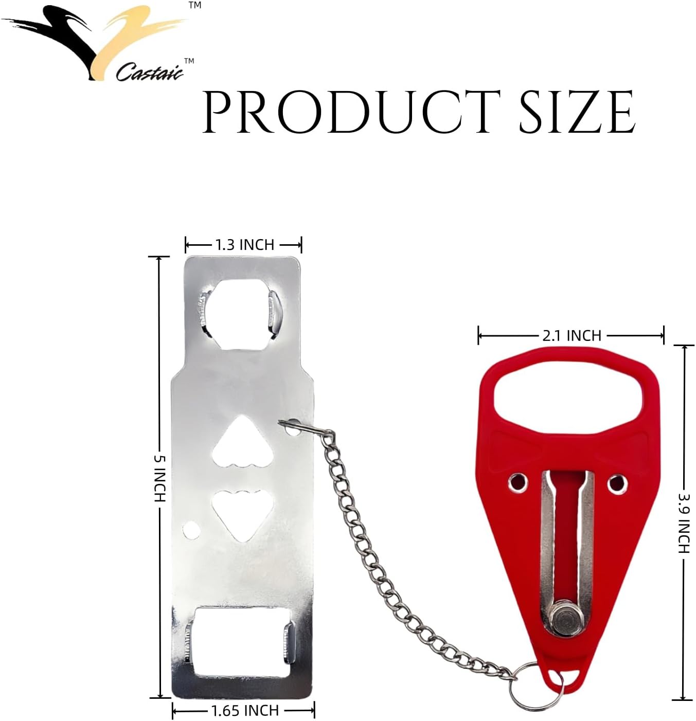 Portable Self-Defense Door Lock Security Device in Red & Silver NEW