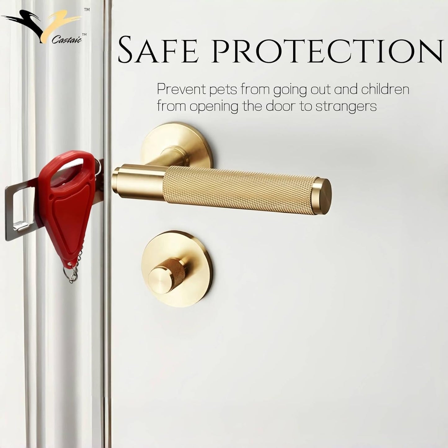 Portable Self-Defense Door Lock Security Device in Red & Silver NEW