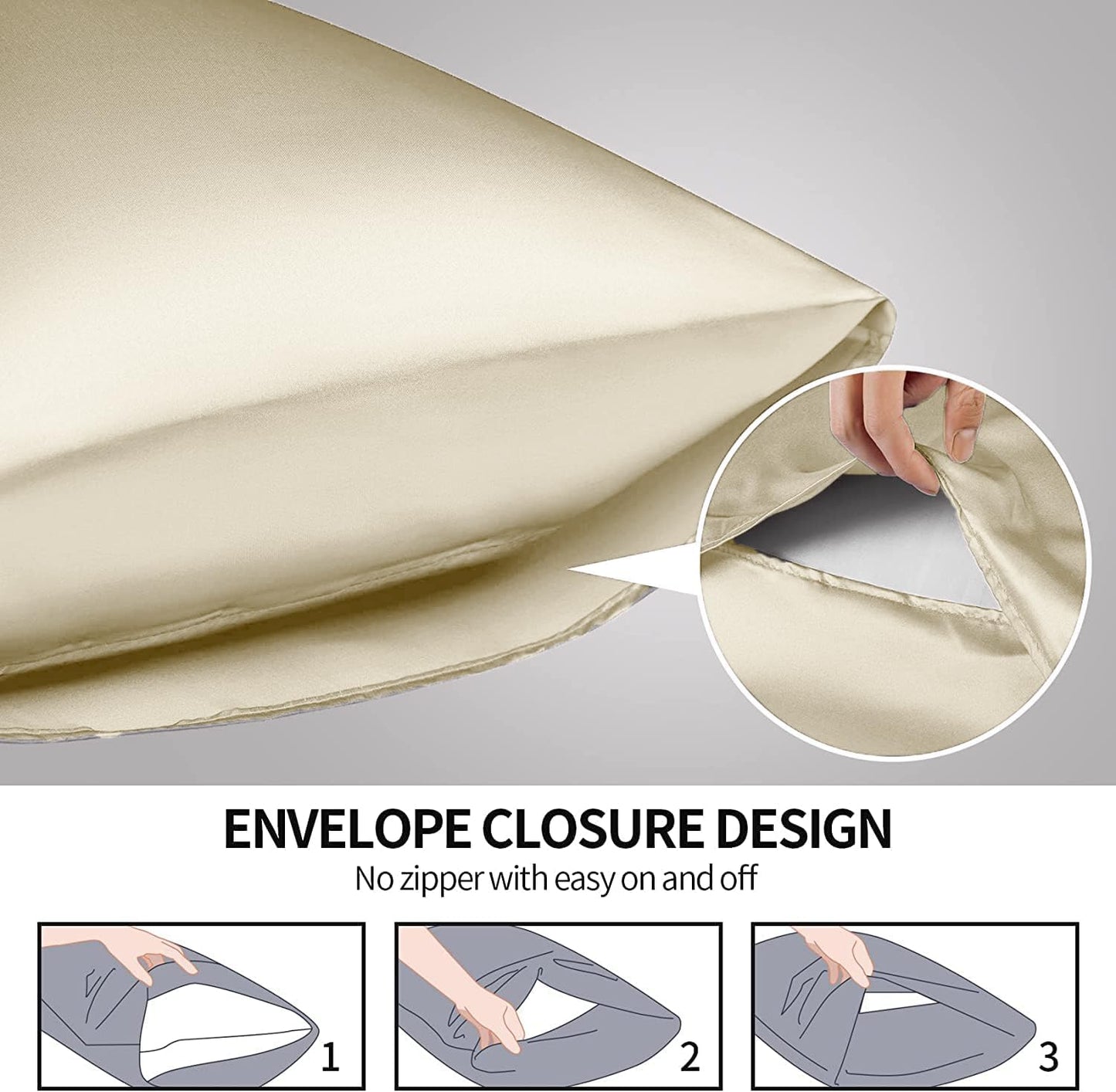 SANOOR Soft Pillowcases Satin Silk Pillowcase Breathable for Hair and Skin NEW