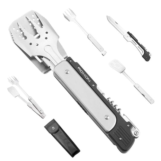 Roxon 6-in-1 Detachable Foldable BBQ Multi Tool Grill Spatula Set Stainless NEW
