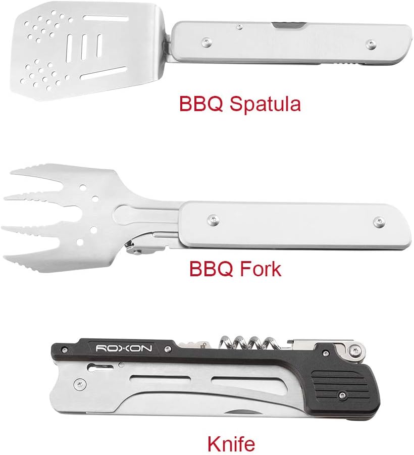 Roxon 6-in-1 Detachable Foldable BBQ Multi Tool Grill Spatula Set Stainless NEW