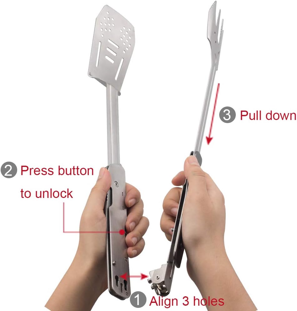 Roxon 6-in-1 Detachable Foldable BBQ Multi Tool Grill Spatula Set Stainless NEW