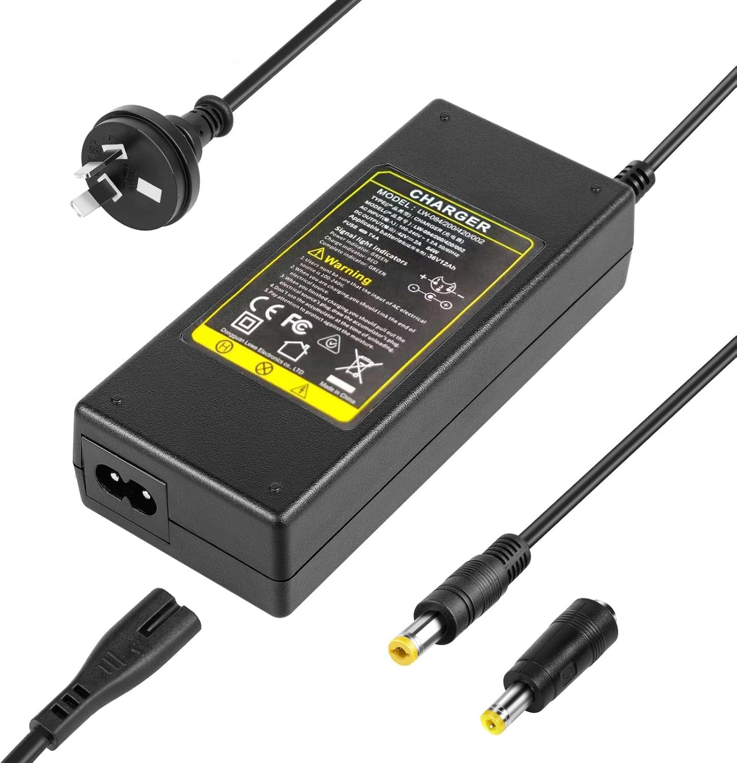 Powerful 42V 2A Fast Charge Electric Scooter Charger Adapter in Black DEMO