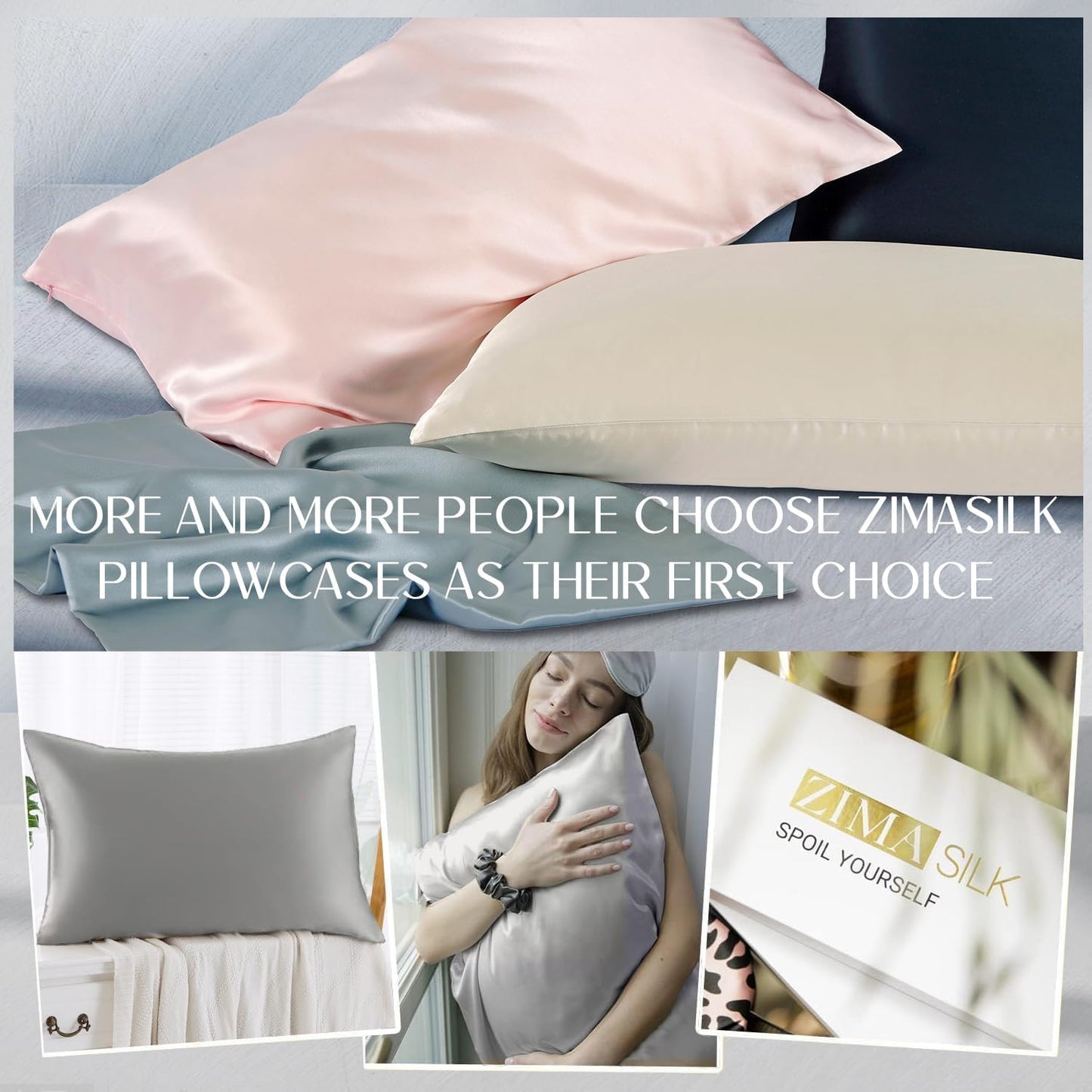 ZIMASILK 100% Pillowcases Mulberry Silk Pillowcase for Hair and Skin Health NEW