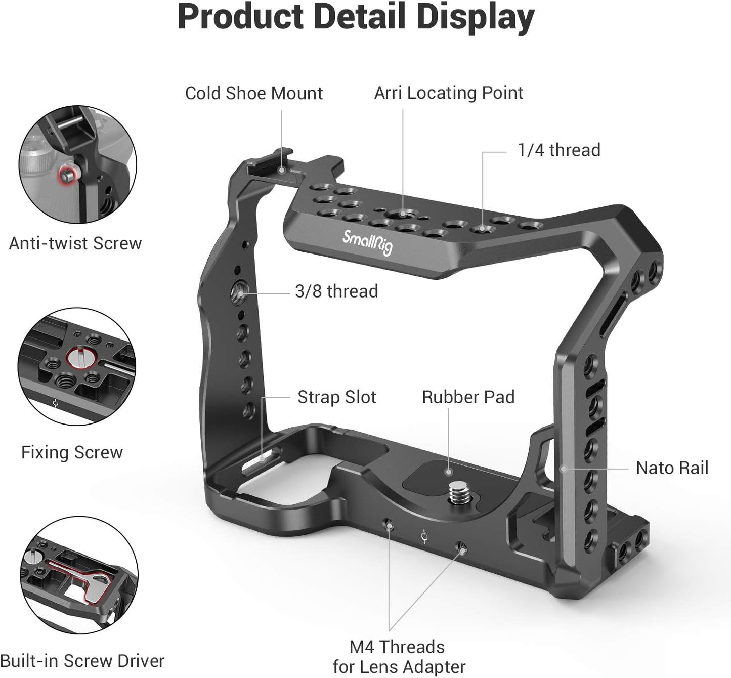 SMALLRIG Black Camera Cage Stabilizer for Sony Alpha 7S III DSLR - NEW