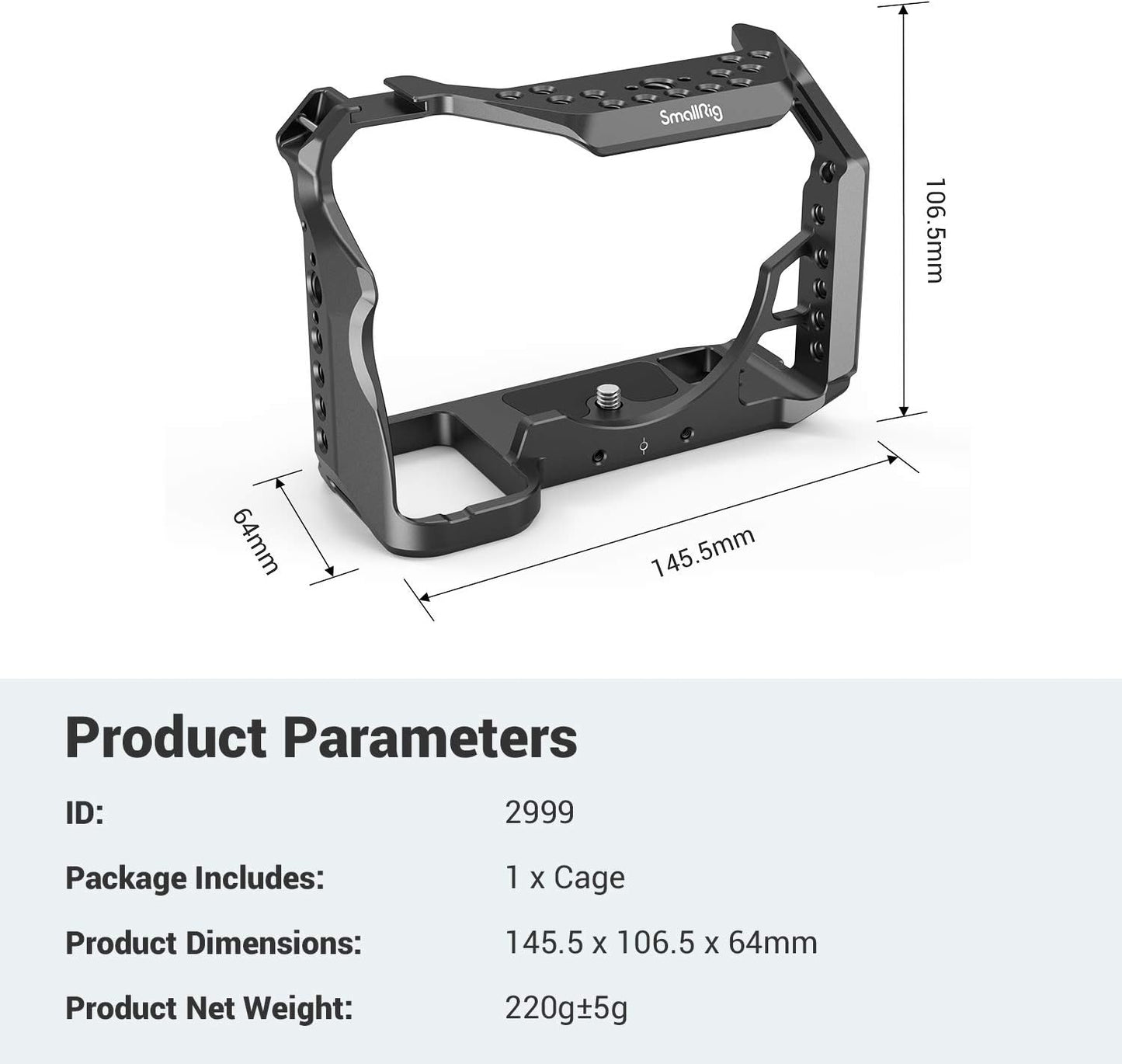 SMALLRIG Black Camera Cage Stabilizer for Sony Alpha 7S III DSLR - NEW