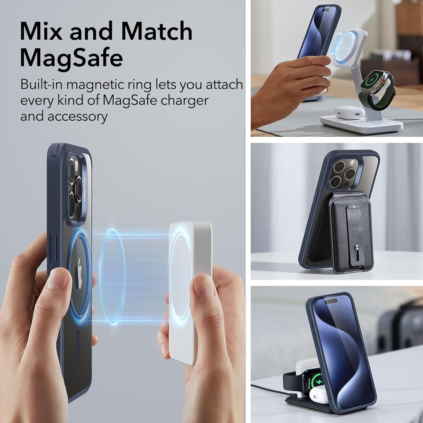 ESR Clear & Navy Protective Phone Case for iPhone 15 Pro DEMO