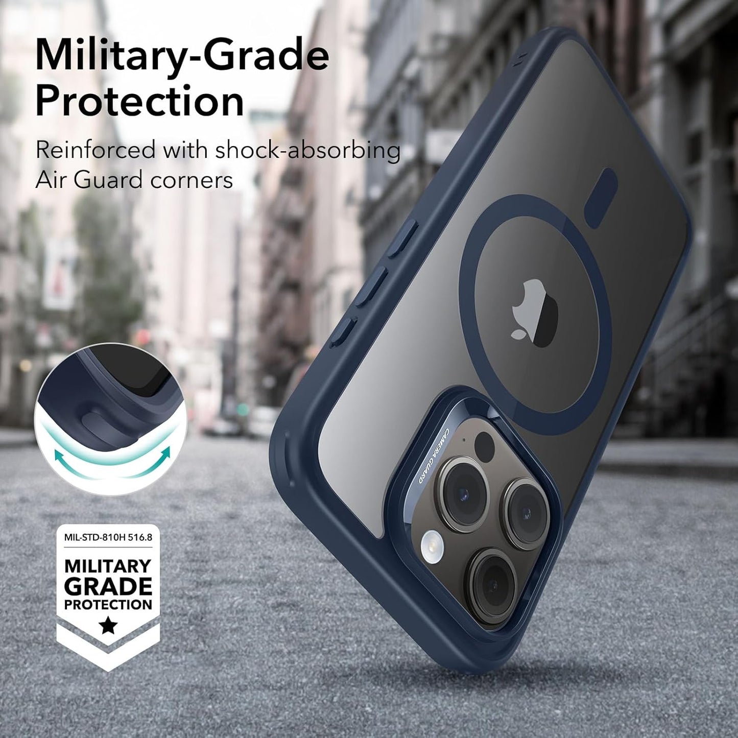 ESR Clear & Navy Protective Phone Case for iPhone 15 Pro DEMO