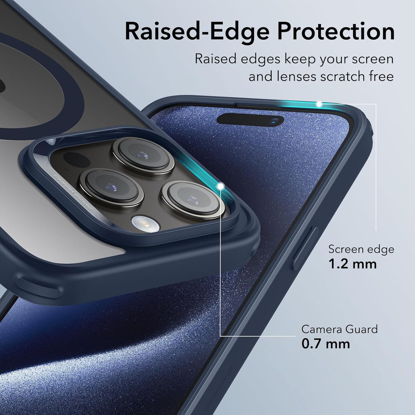ESR Clear & Navy Protective Phone Case for iPhone 15 Pro DEMO