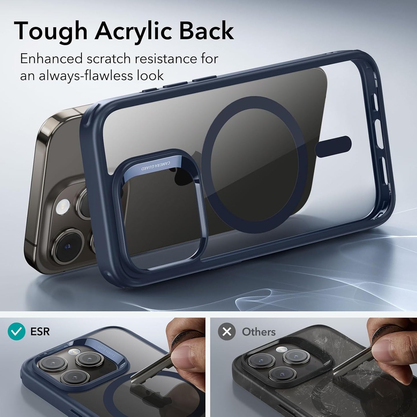 ESR Clear & Navy Protective Phone Case for iPhone 15 Pro DEMO