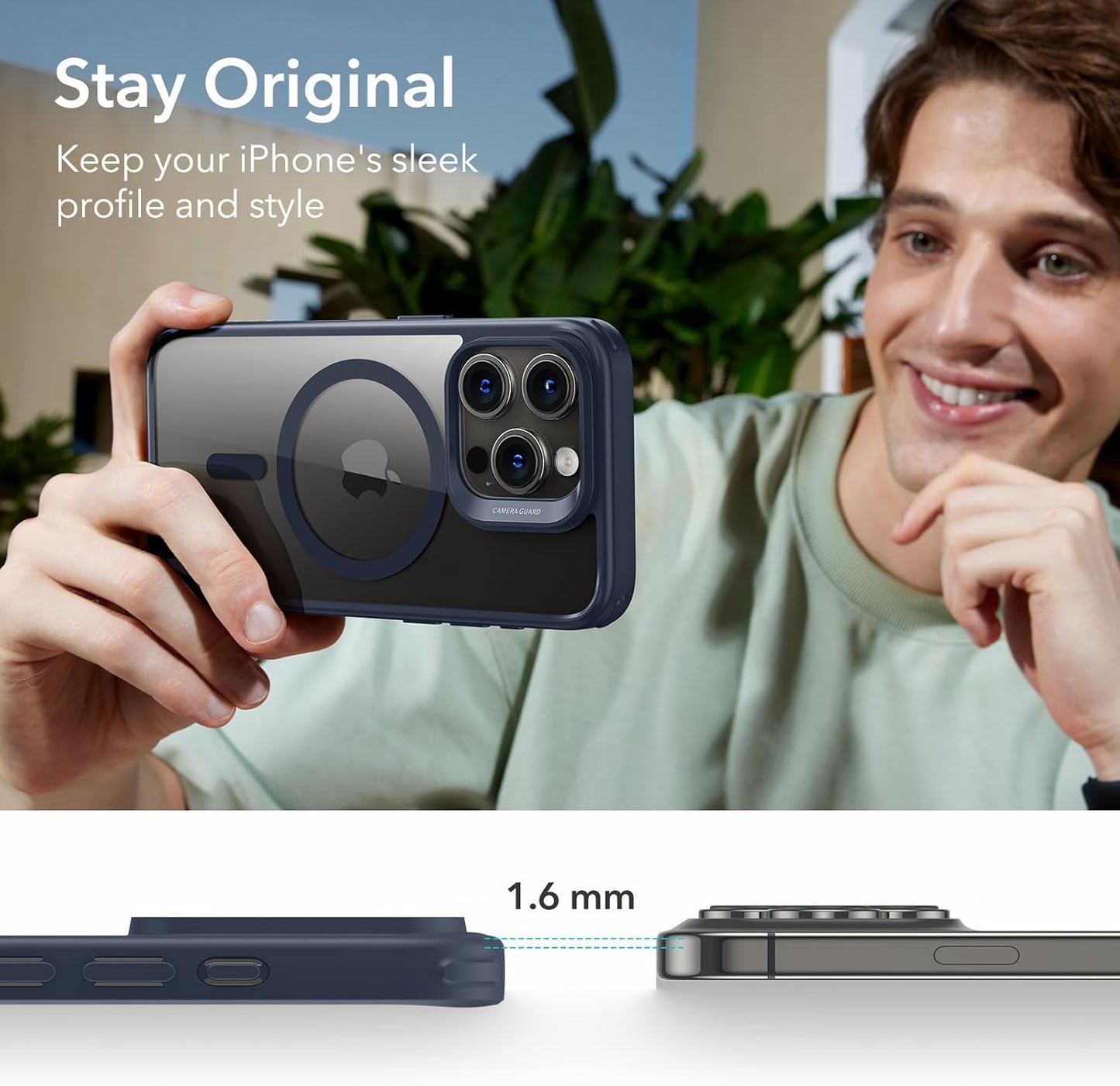 ESR Clear & Navy Protective Phone Case for iPhone 15 Pro DEMO