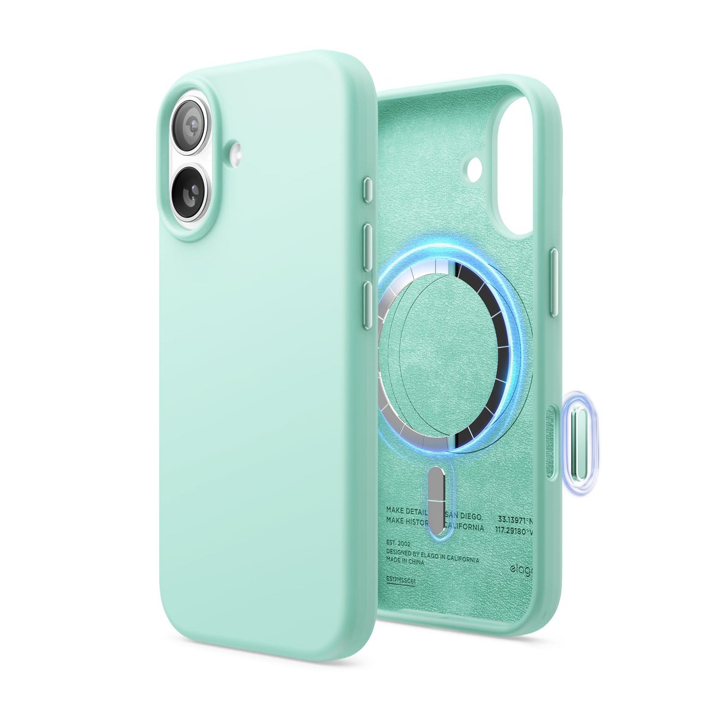 elago Magnetic Silicone Phone Case for iPhone 17 - Aqua Sky Color NEW