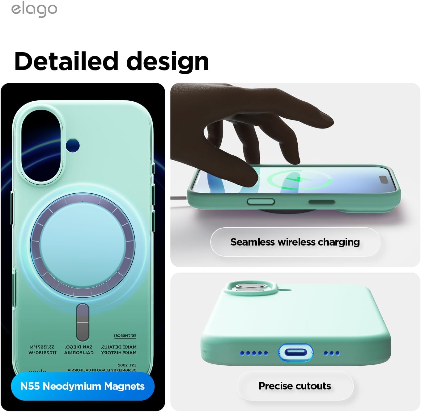 elago Magnetic Silicone Phone Case for iPhone 17 - Aqua Sky Color NEW