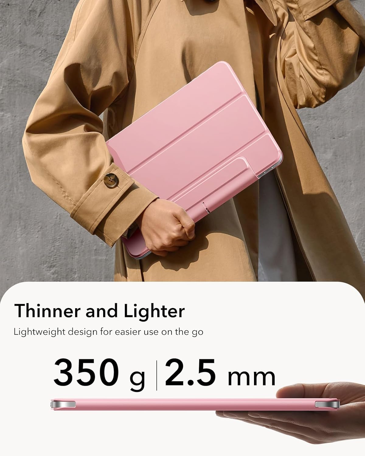 ESR Pink Protective Tablet Case for Apple iPad Air 13" & Pro 12.9 Size iPad NEW