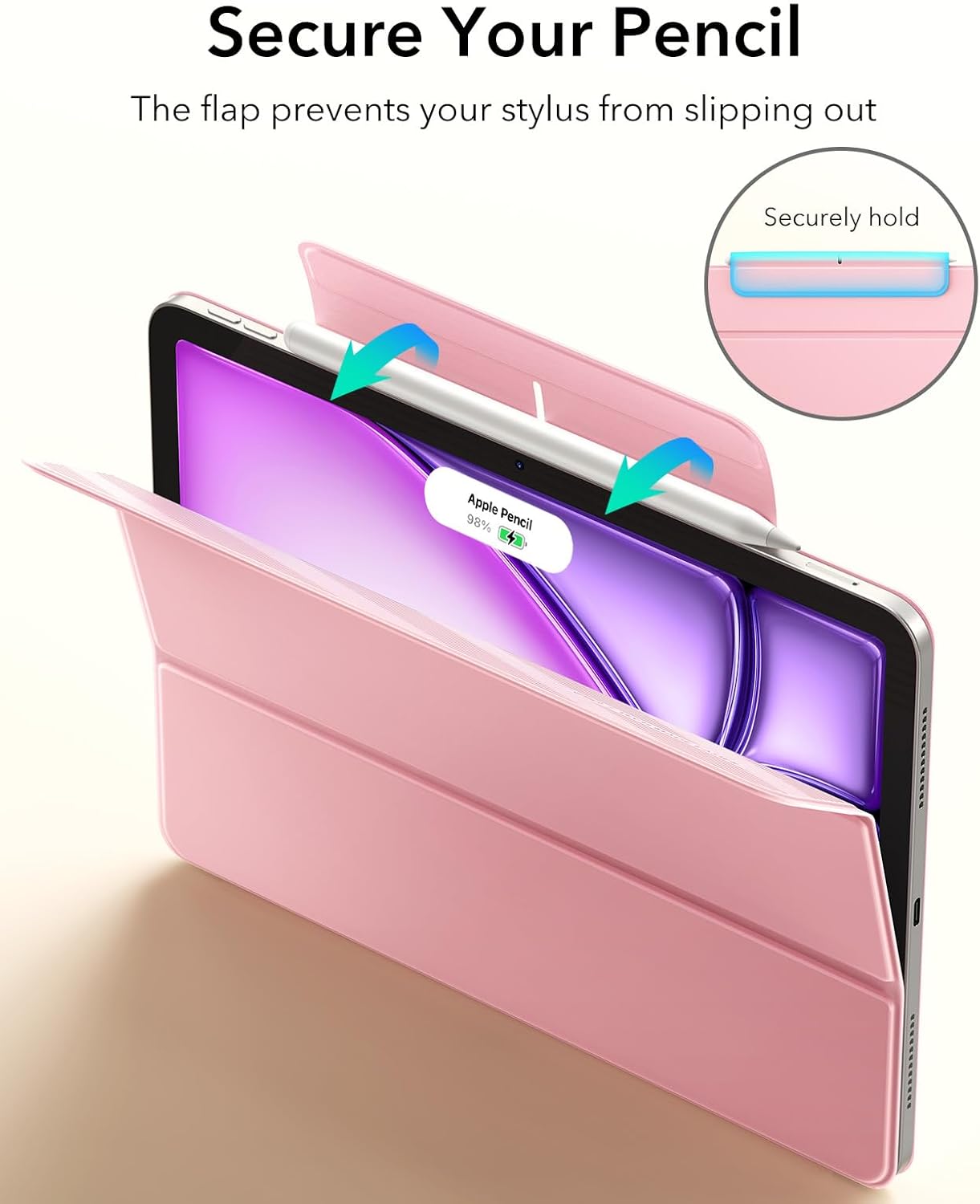 ESR Pink Protective Tablet Case for Apple iPad Air 13" & Pro 12.9 Size iPad NEW