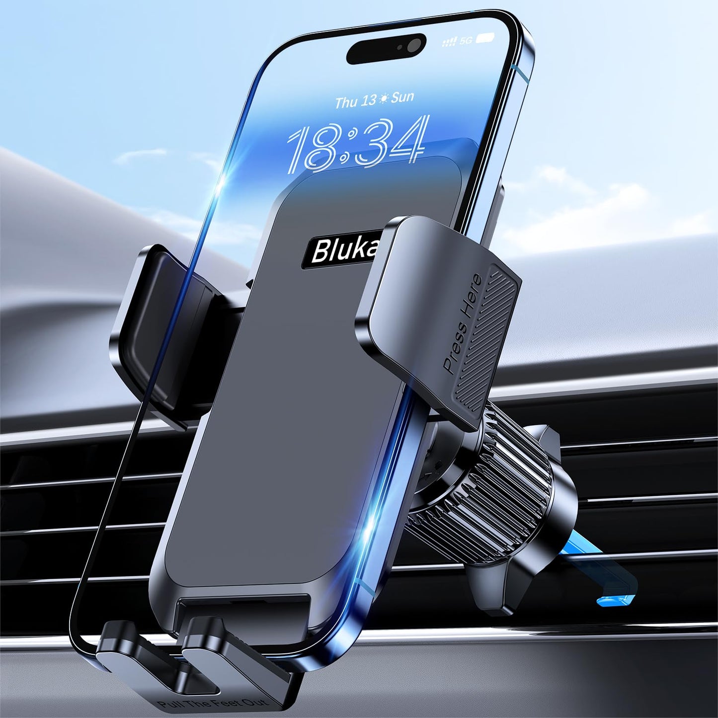 Blukar 360° Rotation Dash-Mounted Car Phone Holder Cradle Mount in Black NEW