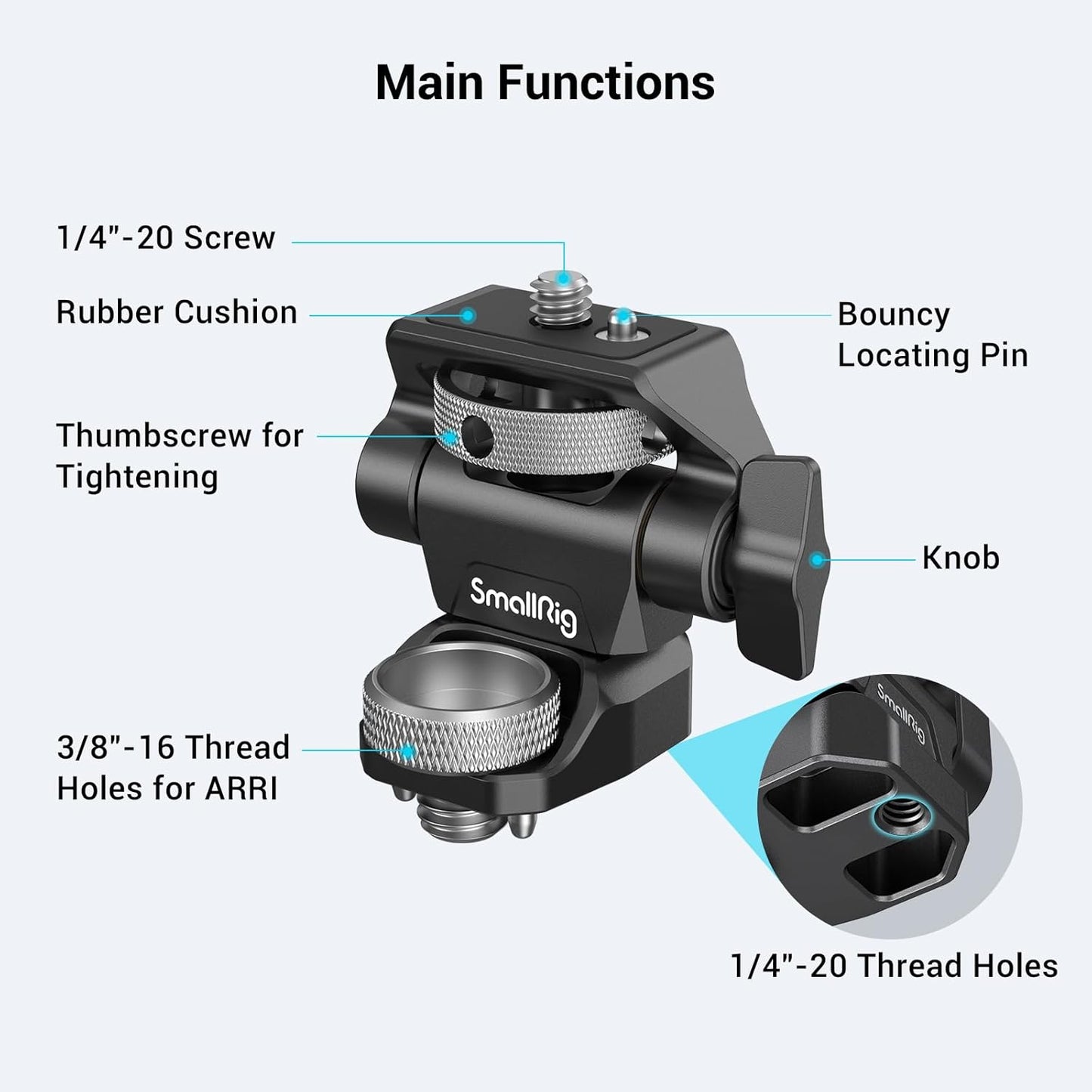 SMALLRIG 360° Camera Accessories Swivel and 180° Tilt Adjustable Monitor NEW