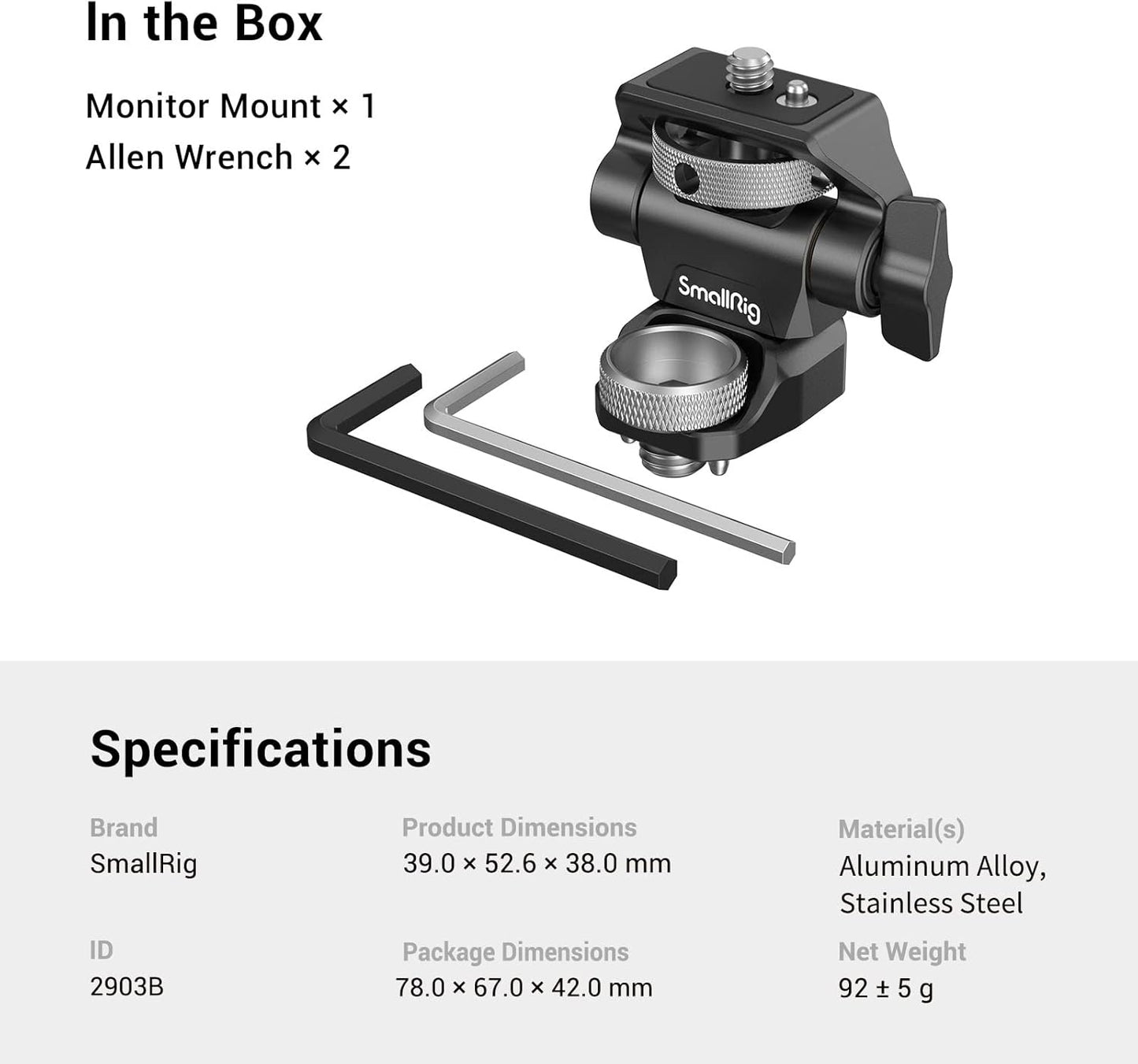 SMALLRIG 360° Camera Accessories Swivel and 180° Tilt Adjustable Monitor NEW