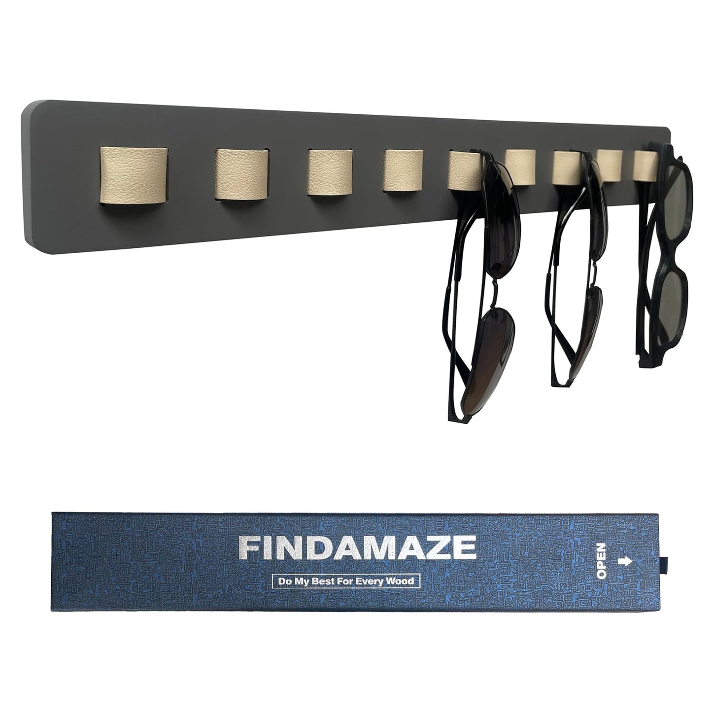 FINDAMAZE Wall Mounted Sunglasses Organizer Eyeglasses Holder Grey Storage NEW