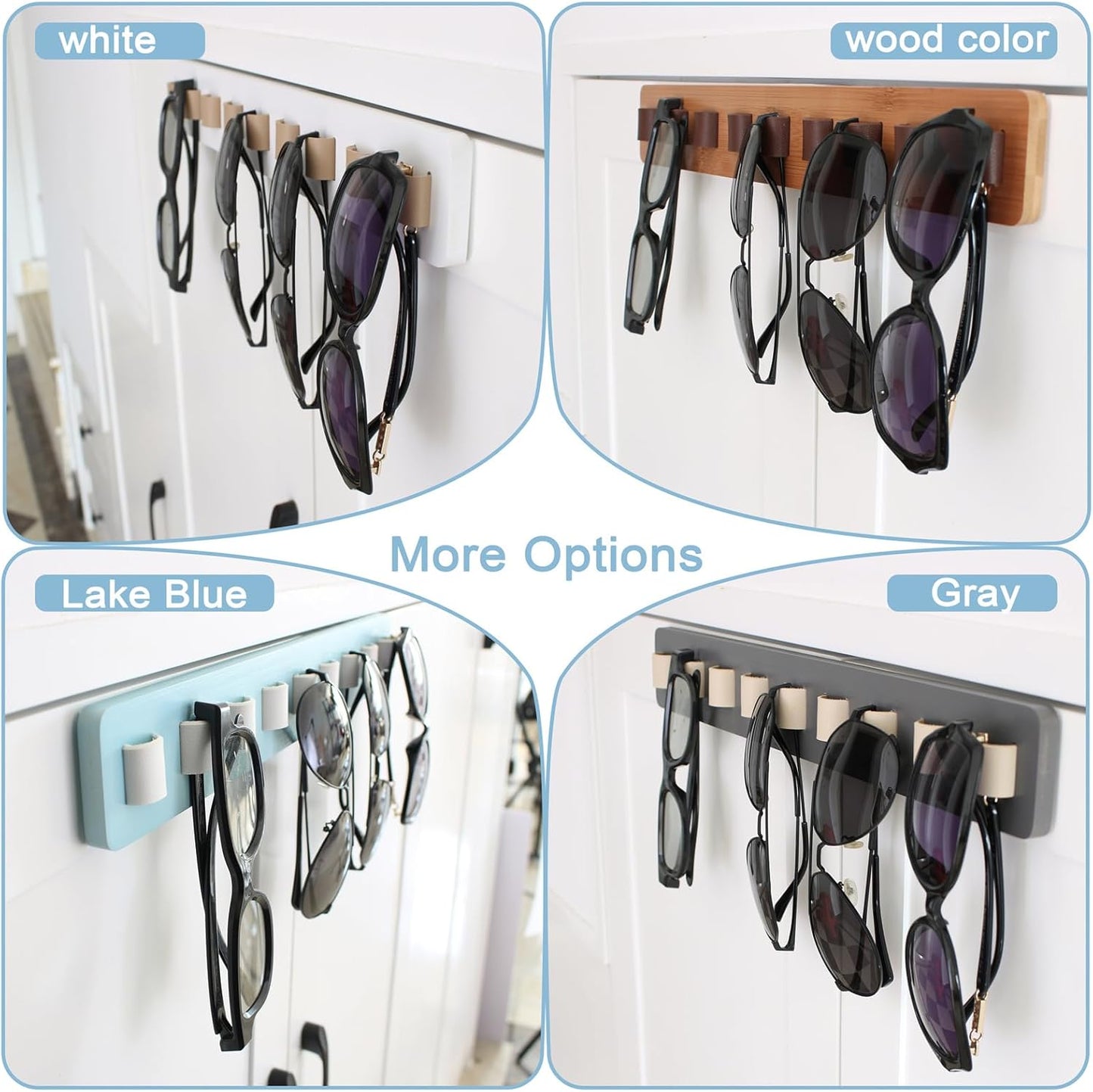 FINDAMAZE Wall Mounted Sunglasses Organizer Eyeglasses Holder Grey Storage NEW