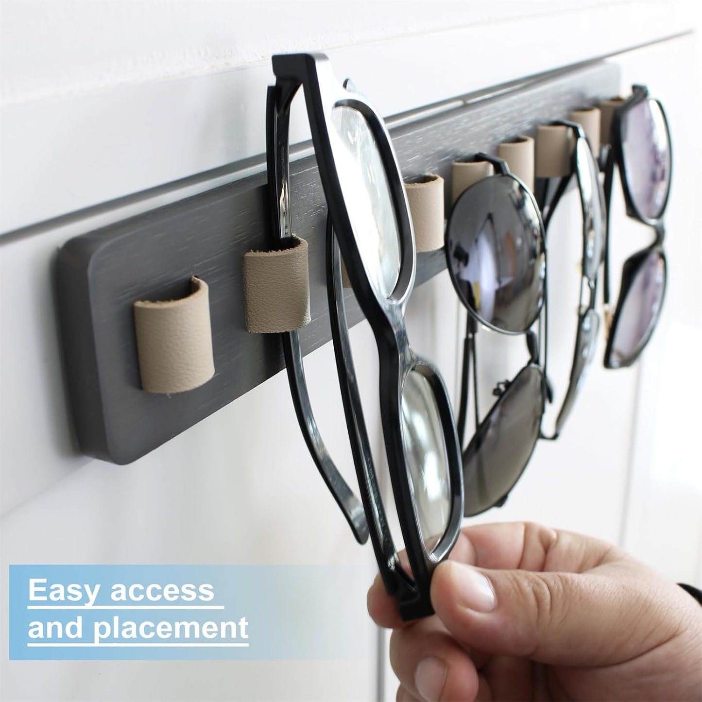 FINDAMAZE Wall Mounted Sunglasses Organizer Eyeglasses Holder Grey Storage NEW