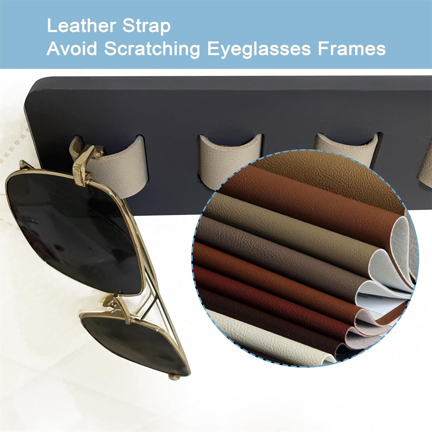 FINDAMAZE Wall Mounted Sunglasses Organizer Eyeglasses Holder Grey Storage NEW
