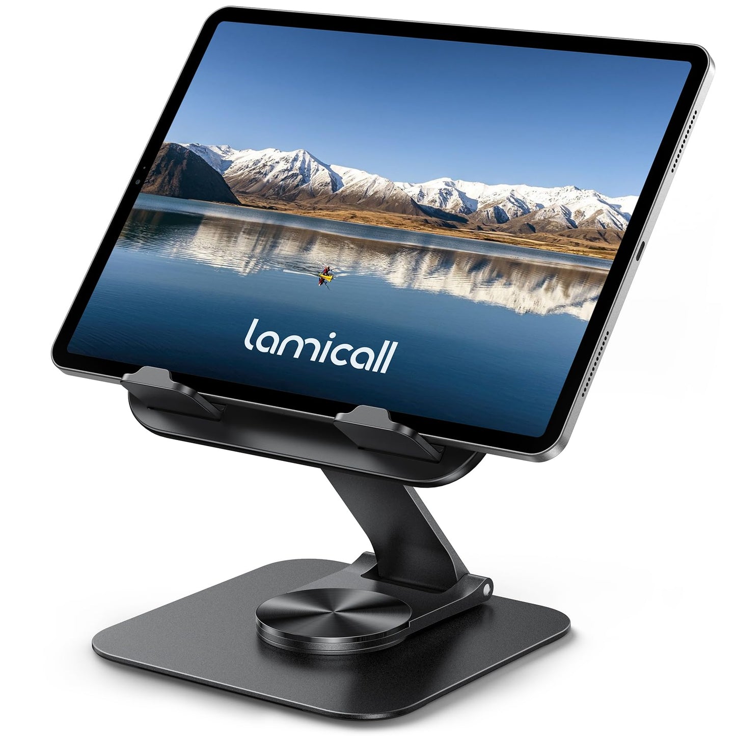 Lamicall Adjustable Tablet Stand, 360° Rotation, Ultra-Slim Black Holder NEW