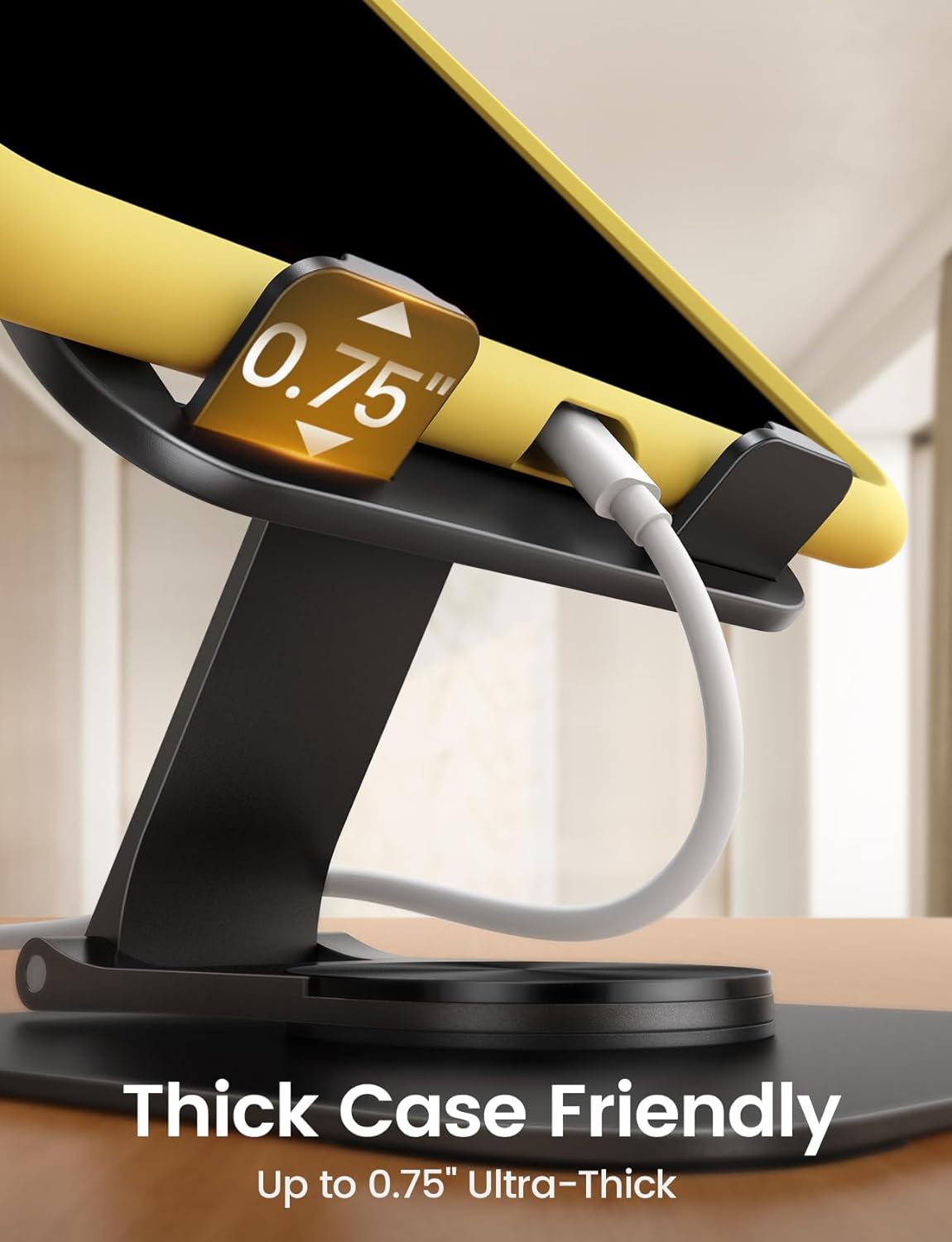 Lamicall Adjustable Tablet Stand, 360° Rotation, Ultra-Slim Black Holder NEW