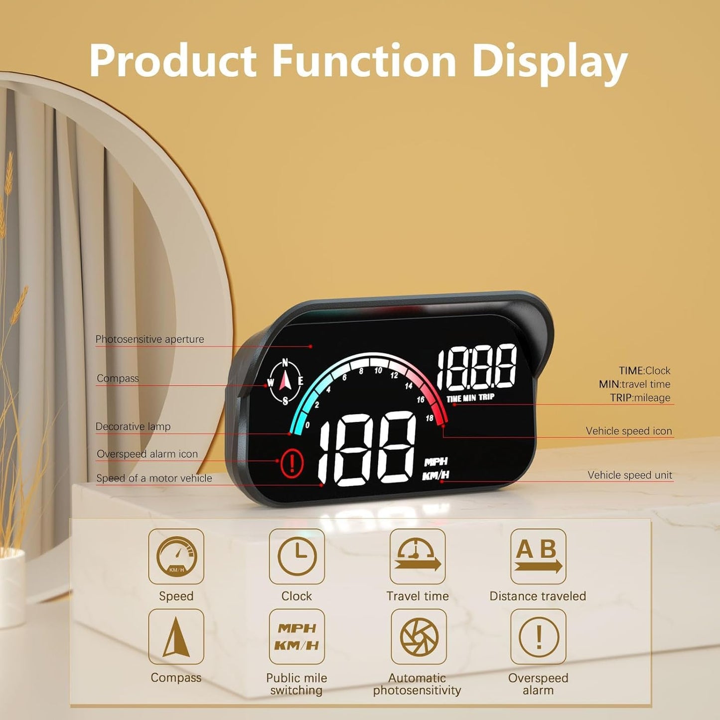 Black Digital Speedometers Speedometer Projector Windshield Display for DEMO