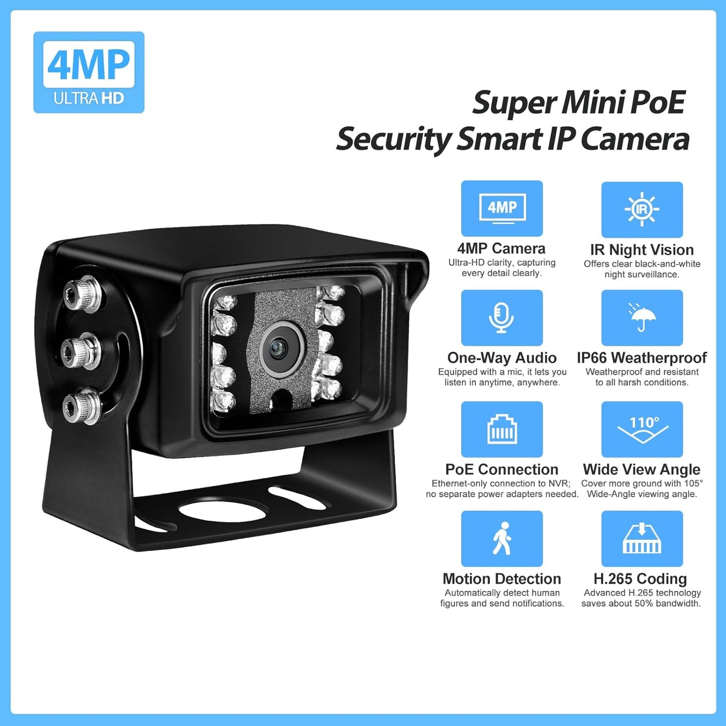 MWRCTV 4MP Mini PoE IP Dome Camera for Outdoor Security Surveillance DEMO