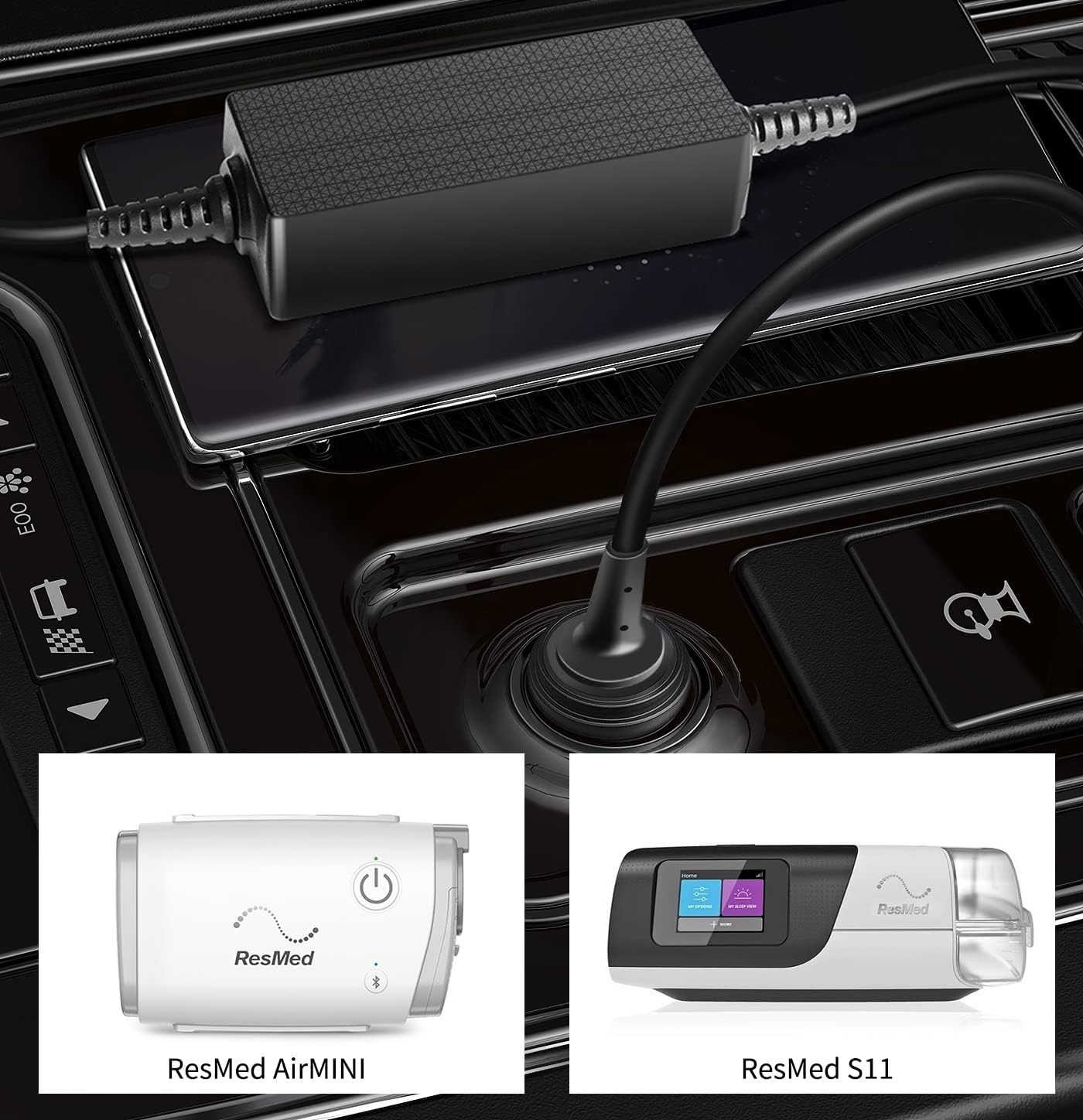 24V 65W Electronics Black Car Charger Adapter for CPAP Machines Travel NEW