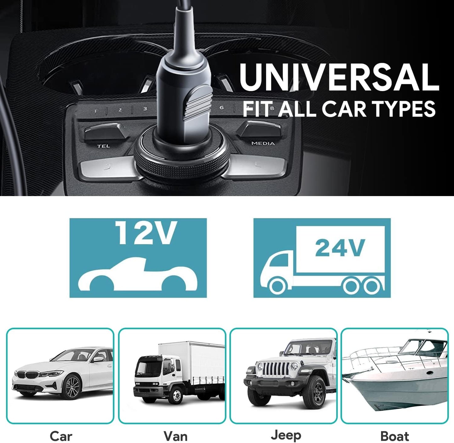 24V 65W Electronics Black Car Charger Adapter for CPAP Machines Travel NEW