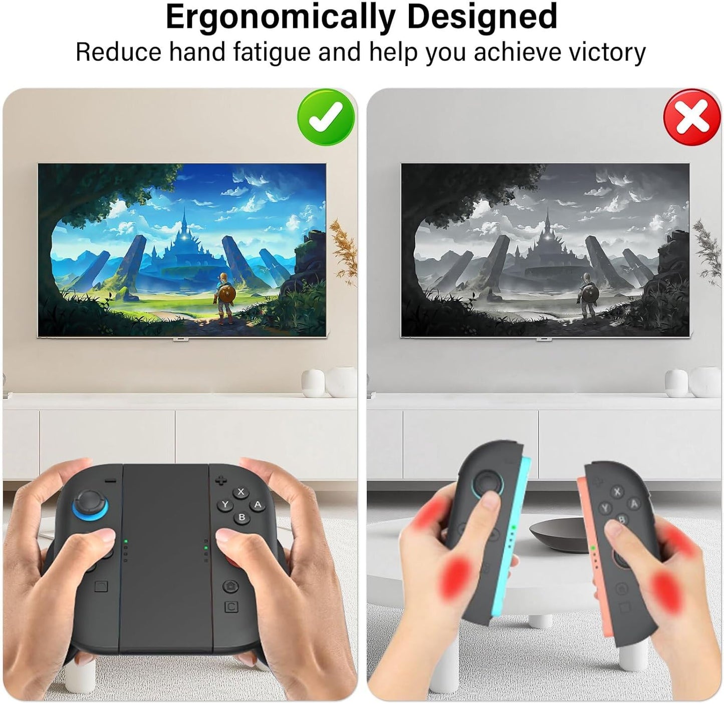 Joy-Con Controllers Grip for Nintendo Switch 2 Console, Black, 2-Pack Size DEMO