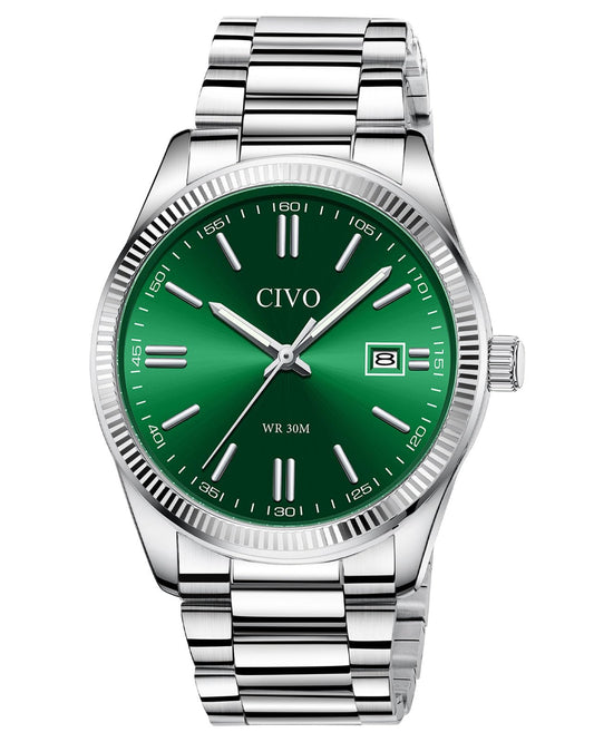 CIVO Stainless Steel Waterproof Dress Wrist Watches for Men & Women, Silver NEW