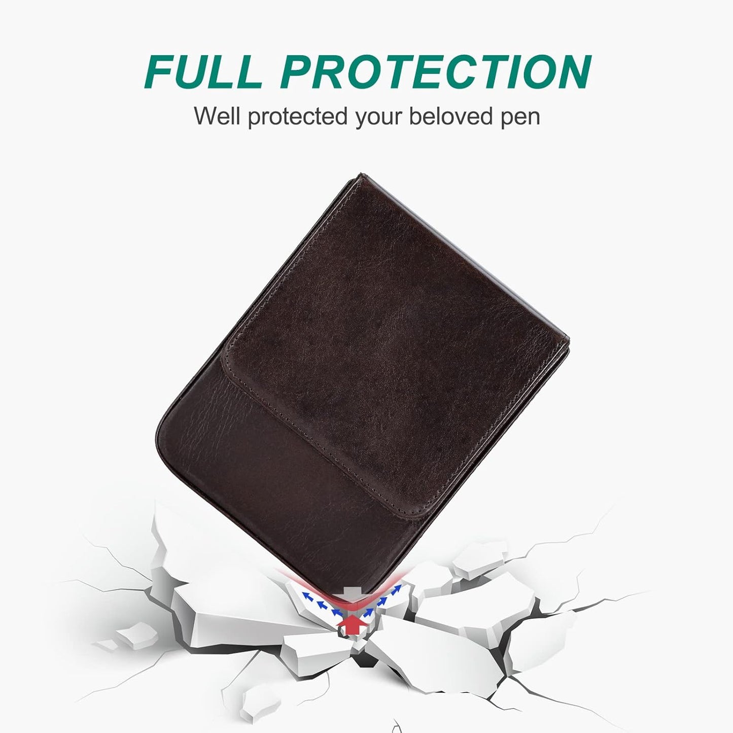 CONTACT'S FAMILY Leather Pencil Case Holds 6 Pens Coffee Pen Storage Box NEW