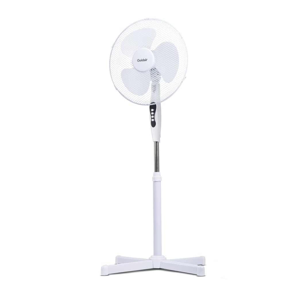 Goldair 40cm Pedestal Fan 3 Speed Settings White for Small to Medium Rooms NEW