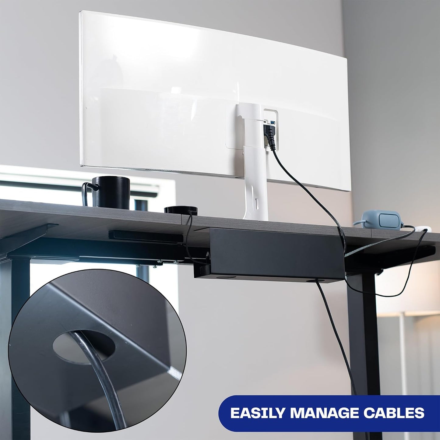 VIVO Cable Organizer Tray Power Strip Holder Cord Management Desk Accessory NEW