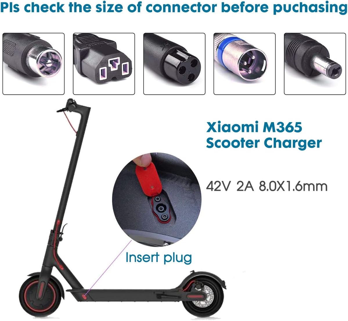 42V 2A Fast Charge Electric Scooter Charger Power Adapter in Black DEMO