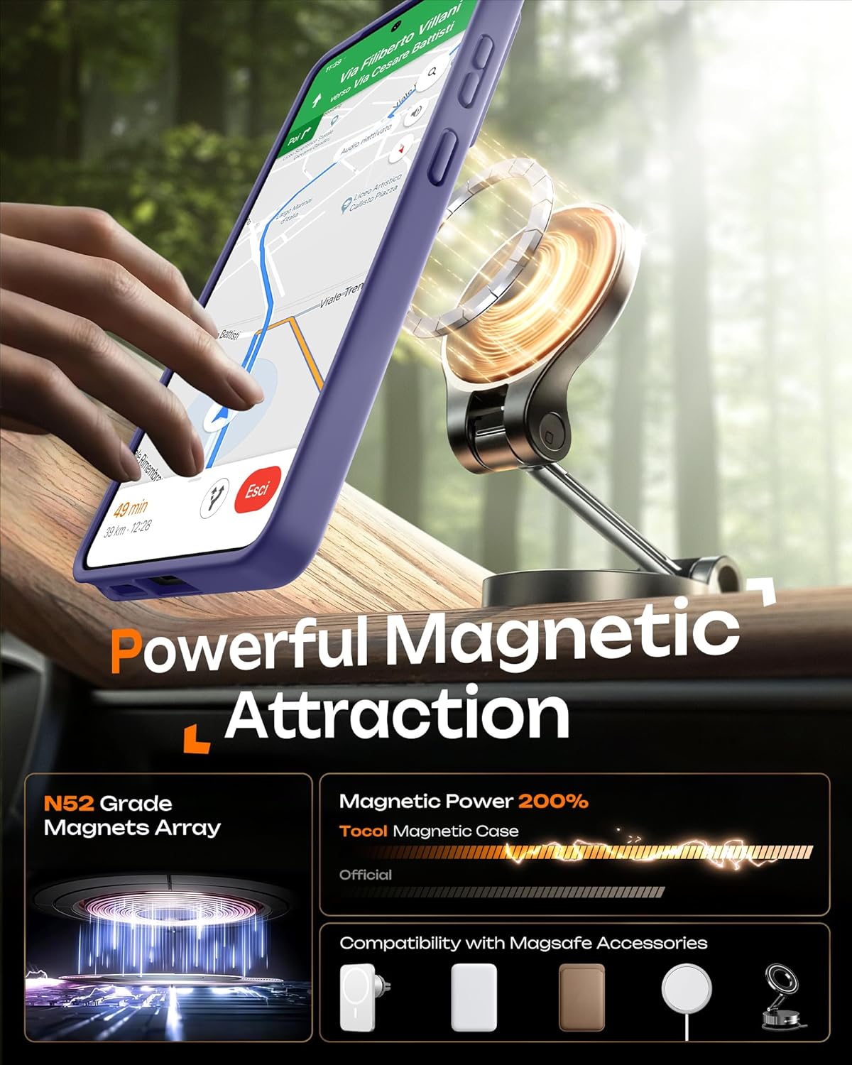 TOCOL Lavender Gray Magnetic Ring Drop Protection Phone Case for Galaxy S26 NEW
