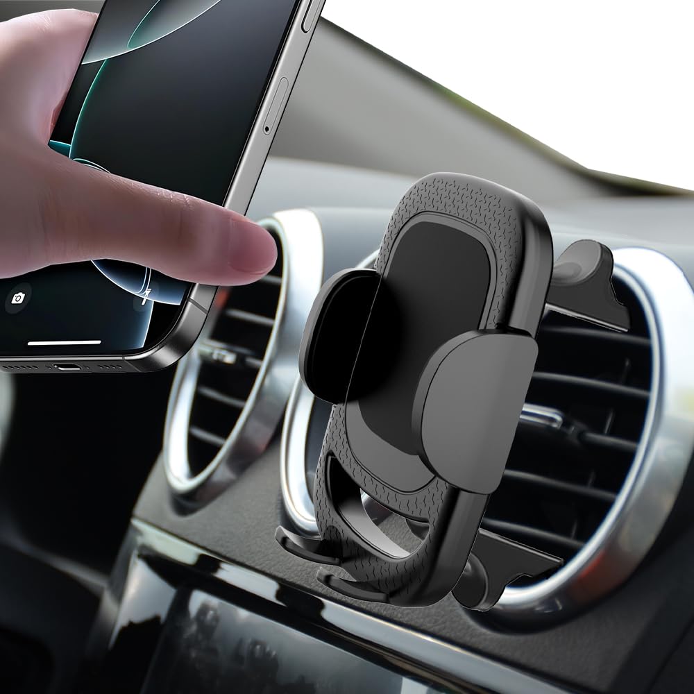 Universal Dash-Mounted Phone Holder for Car Vent - Black Adjustable Mobile DEMO