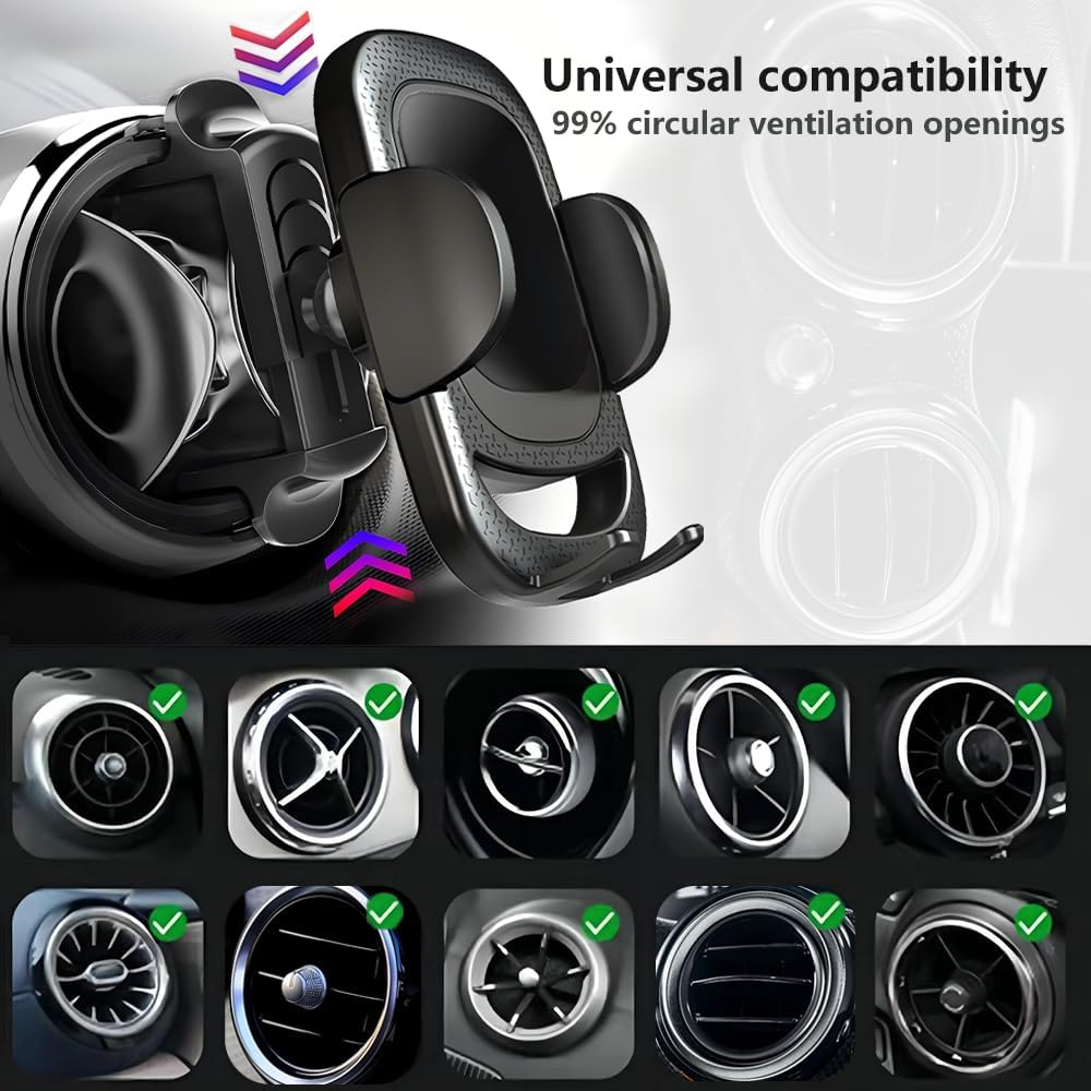 Universal Dash-Mounted Phone Holder for Car Vent - Black Adjustable Mobile DEMO