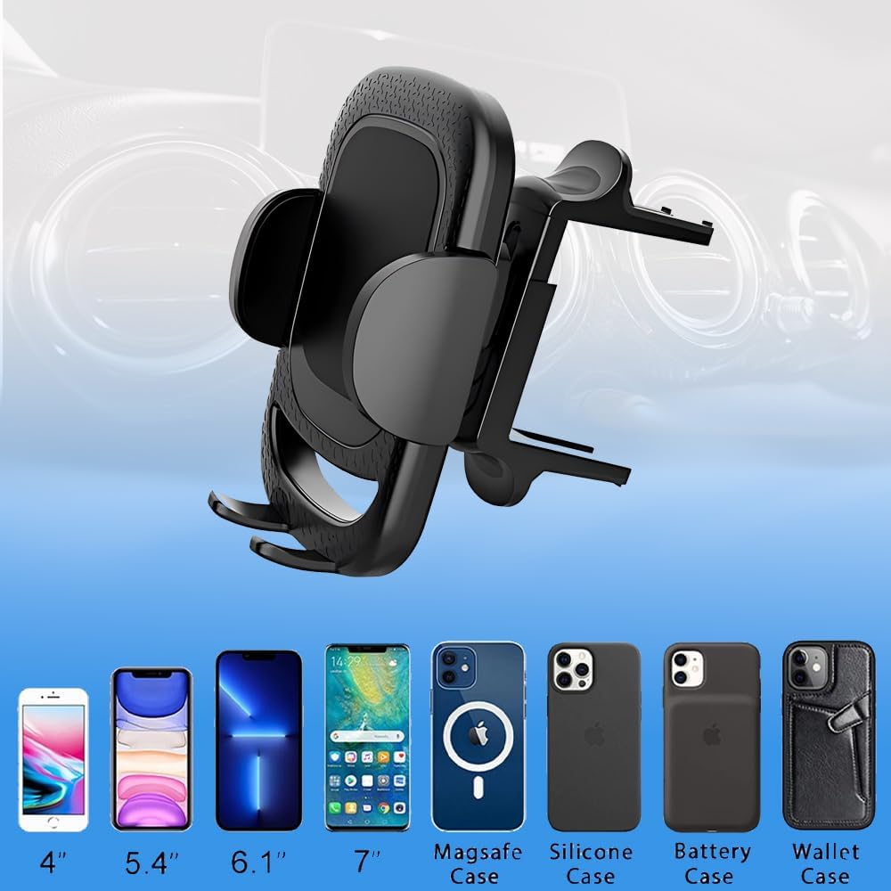 Universal Dash-Mounted Phone Holder for Car Vent - Black Adjustable Mobile DEMO
