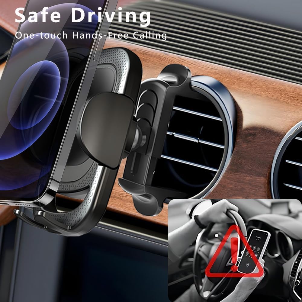 Universal Dash-Mounted Phone Holder for Car Vent - Black Adjustable Mobile DEMO